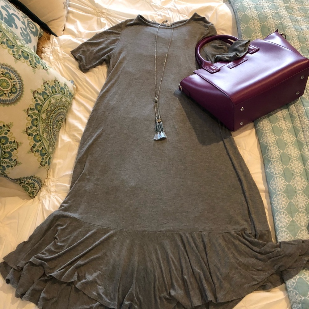 Pink Blush gray ruffle dress